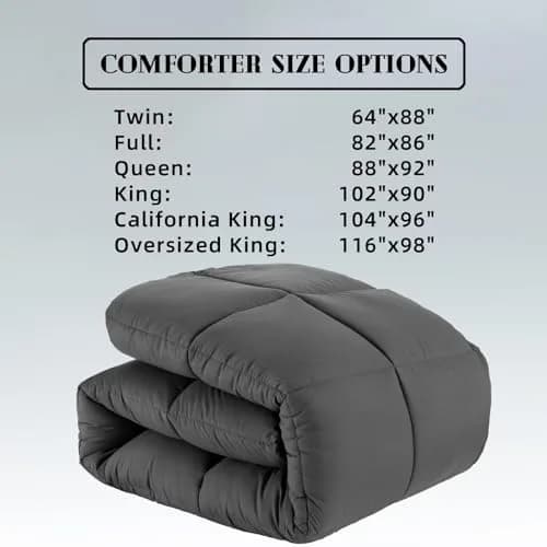 DOWNCOOL Comforters Queen Size, Dark Grey Duvet Insert, Lightweight Quilt | All-Season Microfiber thumbnail 5
