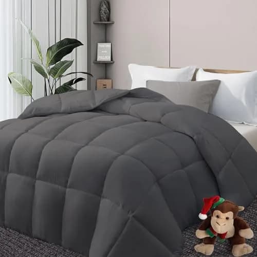DOWNCOOL Comforters Queen Size, Dark Grey Duvet Insert, Lightweight Quilt | All-Season Microfiber thumbnail 9