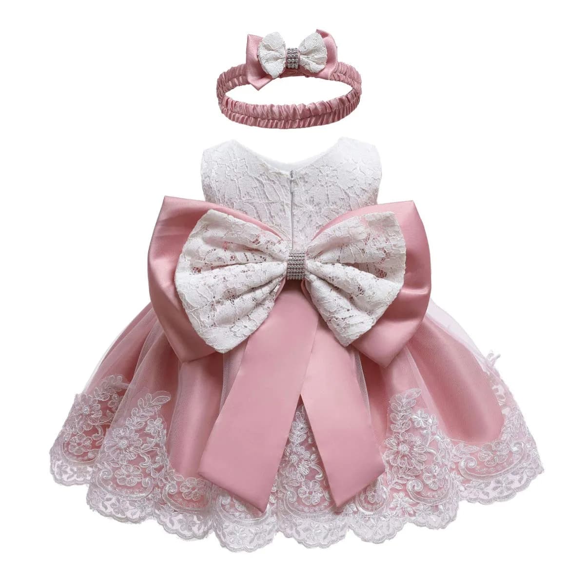 WZSYGDTC Baby Girl Christmas Easter Dress 3-6 Months | Formal Party Gown with Floral Embroidery — Pink