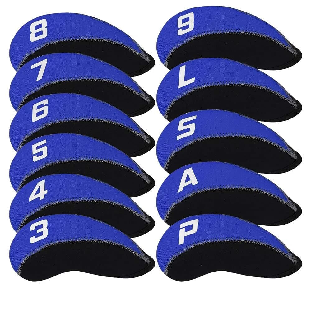 CRAFTSMAN GOLF White & Black 11pcs Neoprene Iron Headcover Set with Large Numbers | Protects Irons from Damage — Blue & Black