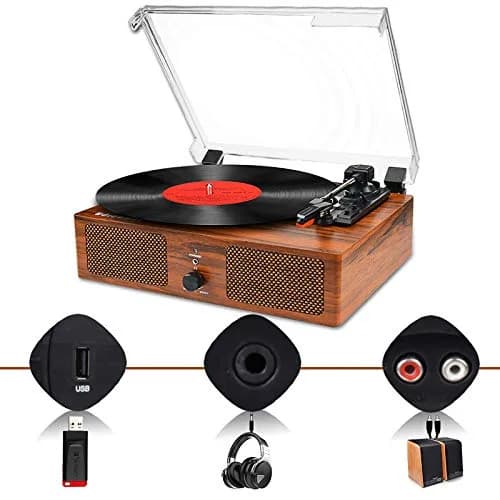 Udreamer Vinyl Record Player Wireless Turntable with Built-in Speakers & USB 32.5cm (12.8") | Belt-Driven for Clearer Sound thumbnail 4