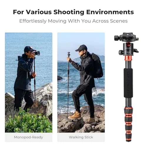 K&F CONCEPT 60" Carbon Fiber Camera Tripod with Detachable Monopod | Lightweight & Stable for DSLR thumbnail 4