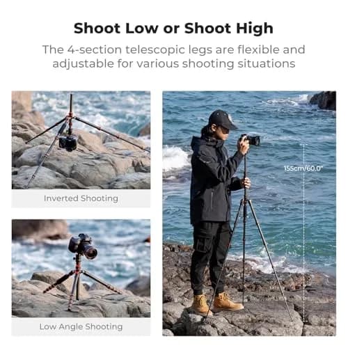 K&F CONCEPT 60" Carbon Fiber Camera Tripod with Detachable Monopod | Lightweight & Stable for DSLR thumbnail 5