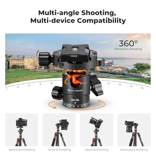K&F CONCEPT 60" Carbon Fiber Camera Tripod with Detachable Monopod | Lightweight & Stable for DSLR thumbnail 6