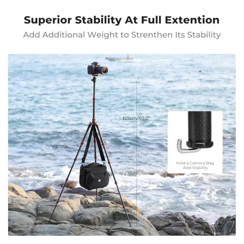 K&F CONCEPT 60" Carbon Fiber Camera Tripod with Detachable Monopod | Lightweight & Stable for DSLR thumbnail 7