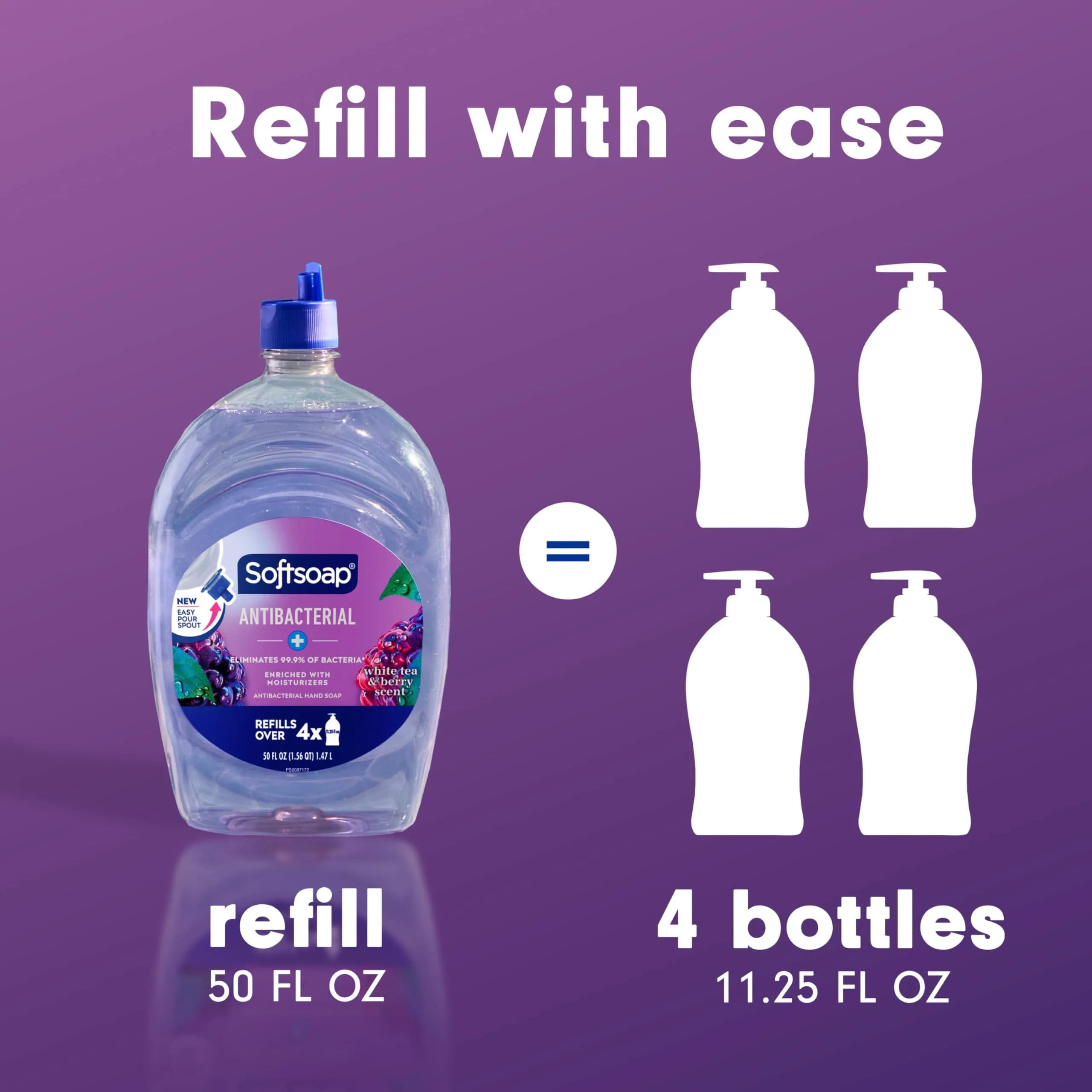 Softsoap Antibacterial Liquid Hand Soap Refill 1478ml (50 Fl Oz) White Tea & Berry | Eliminates 99.9% Bacteria - view 7