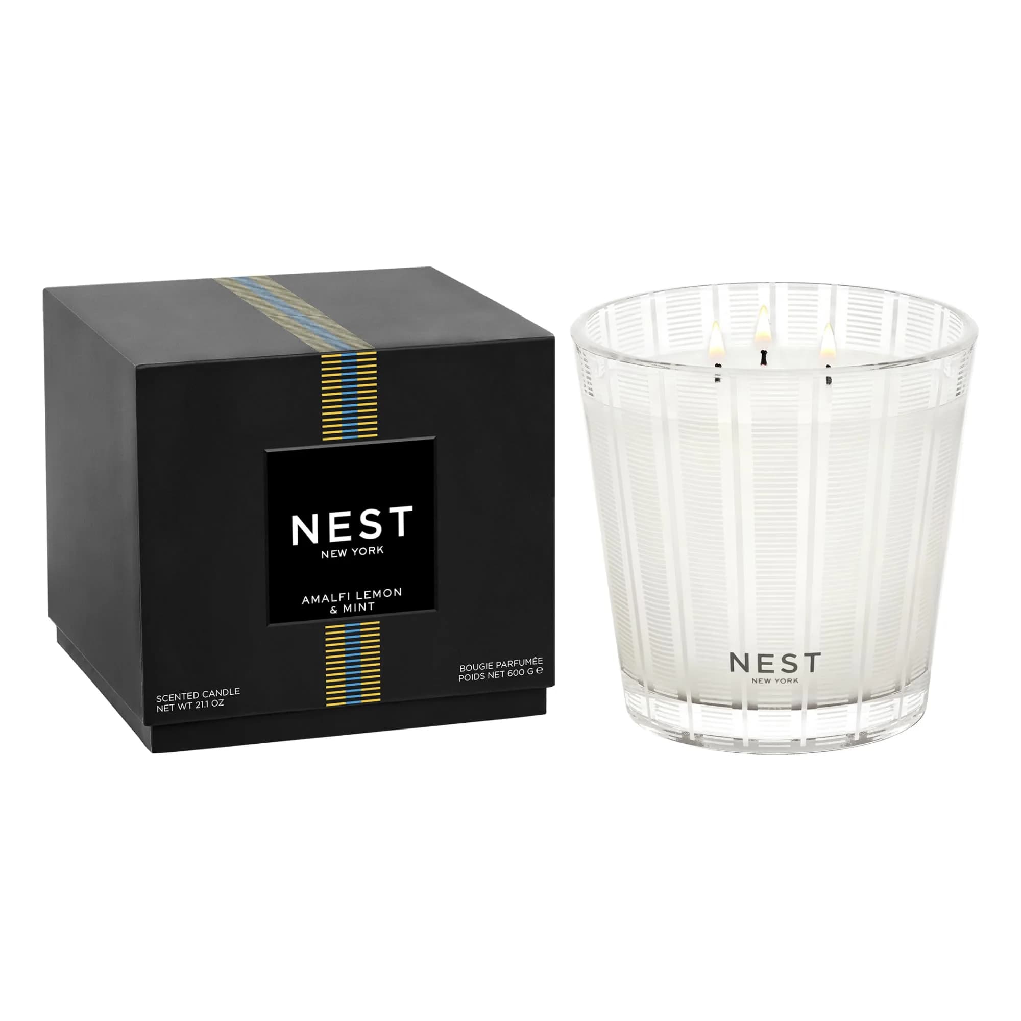NEST New York Scented 3-Wick Candle, Amalfi Lemon & Mint | Elegant Home Fragrance (70-120 chars)