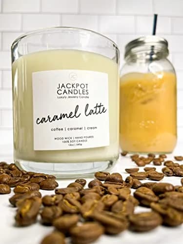 Jackpot Candles Caramel Coffee Latte Candle with Ring Inside (Surprise Jewelry Valued at $15 to $5,000) Ring Size 8 thumbnail 3