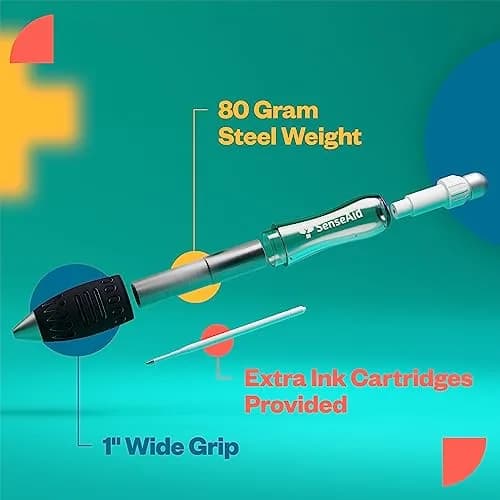 SenseAid Fat Heavy Weighted Pens (2 Pack) | Large Grip for Arthritis & Tremors thumbnail 2