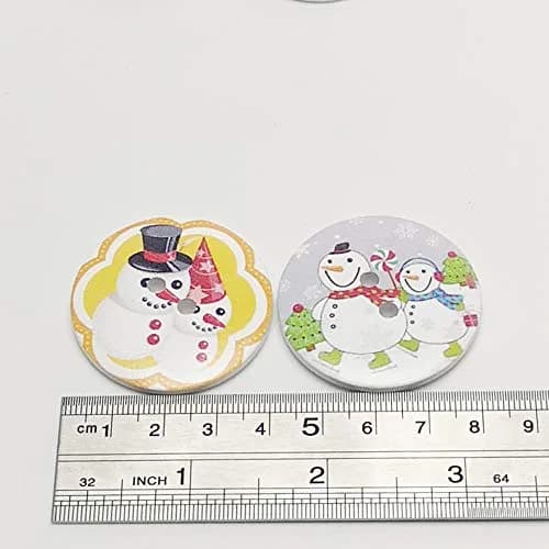 Chenkou Craft Assorted 20pcs 40mm Big Santa & Snowman Wood Buttons | Craft Sewing Mix thumbnail 4