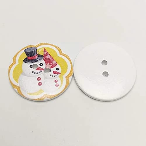 Chenkou Craft Assorted 20pcs 40mm Big Santa & Snowman Wood Buttons | Craft Sewing Mix thumbnail 3
