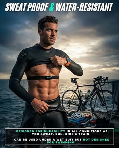 POWR LABS Bluetooth ANT+ Heart Rate Monitor Chest Strap | Dual Connectivity, IPX67 Sweatproof, Adjustable Fit (61 x 1.5 x 0.15 inches) thumbnail 6