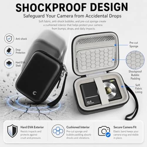 Comecase Black Camera Case for Small Digital Cameras | Fits Kodak FZ55/FZ45, Canon ELPH 180/190, Sony DSCW800/DSCW830 | 12.0cm (4.72") thumbnail 6