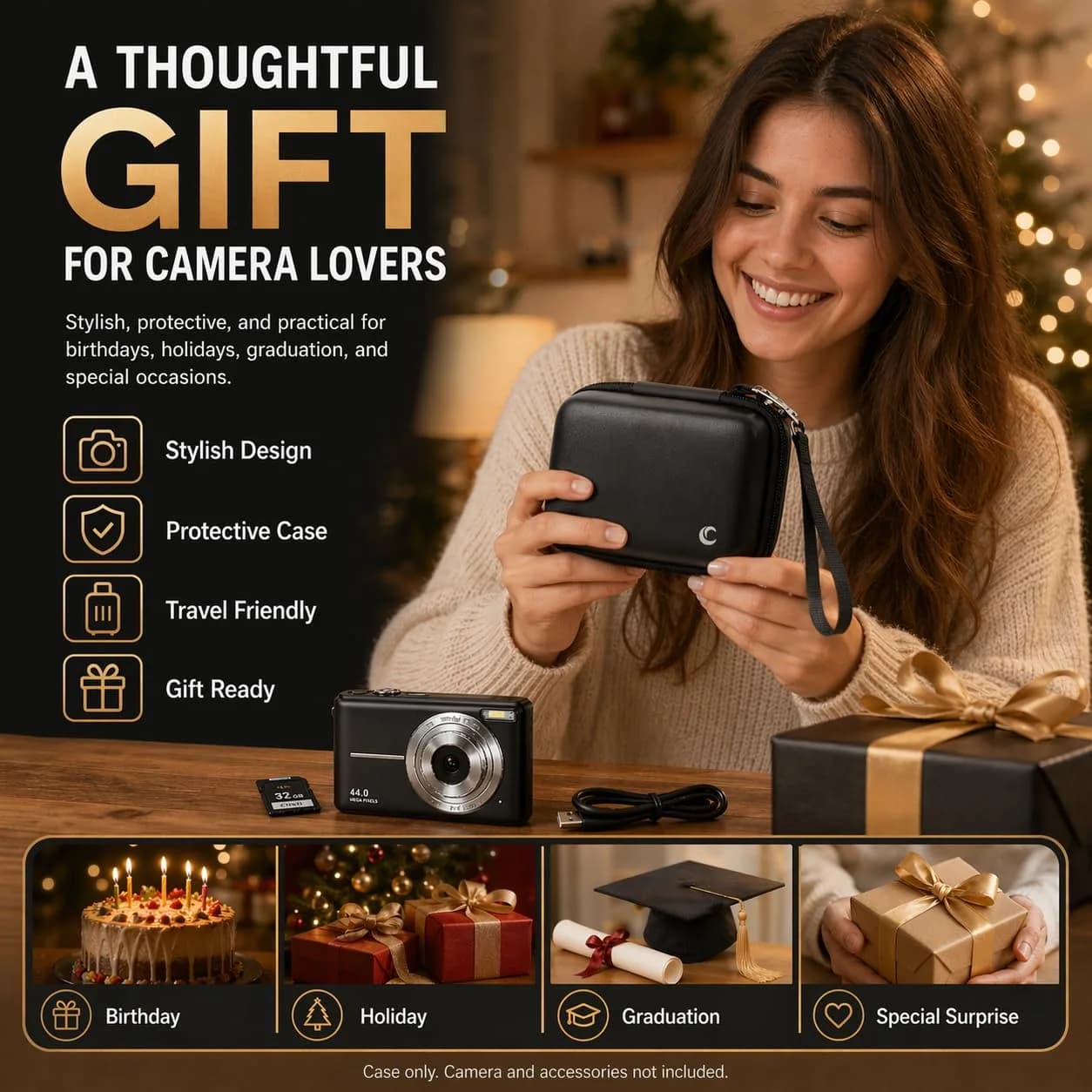 Comecase Black Camera Case for Small Digital Cameras | Fits Kodak FZ55/FZ45, Canon ELPH 180/190, Sony DSCW800/DSCW830 | 12.0cm (4.72") - view 8