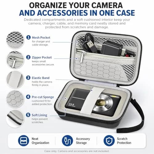 Comecase Black Camera Case for Small Digital Cameras | Fits Kodak FZ55/FZ45, Canon ELPH 180/190, Sony DSCW800/DSCW830 | 12.0cm (4.72") thumbnail 9