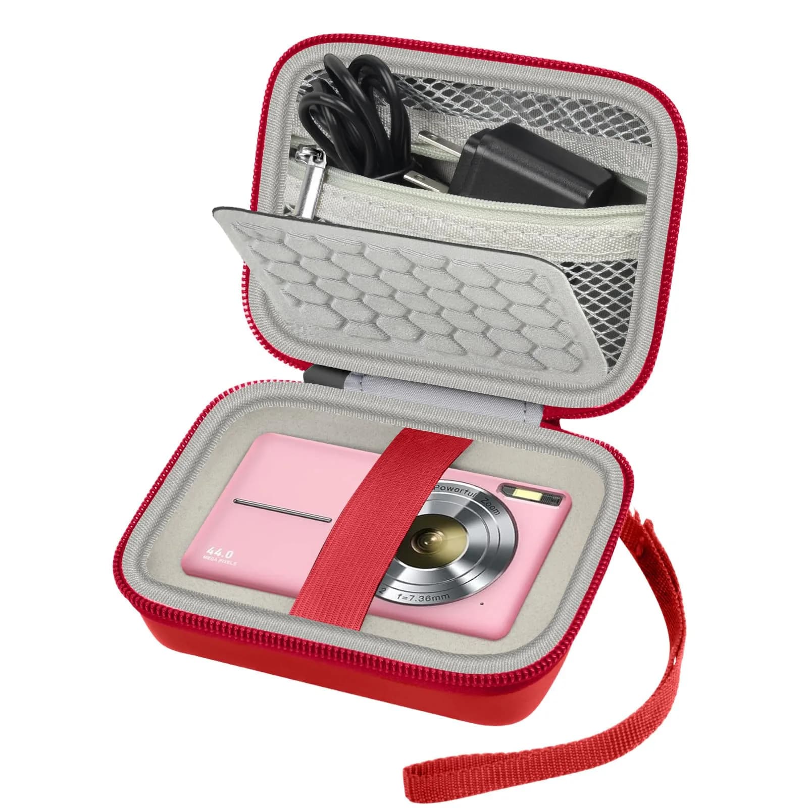 Comecase Digital Camera Case for Kodak PIXPRO FZ45 FZ55, Bright Pink, 12.5cm (4.9in) | Protects Small Cameras Up To 11cm x 7cm x 5.8cm — Red