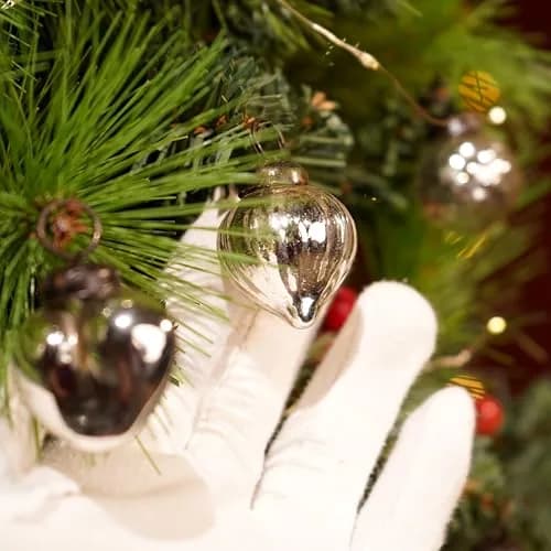 Indian Shelf Mini Silver Glass Christmas Ornaments Set of 25 | Vintage Modern Style thumbnail 6