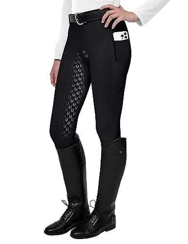 FitsT4 Sports Women's Full Seat Riding Tights Active Silicon Grip Horse Breeches Black XL | Four-Way Stretch & Extra Grip thumbnail 1