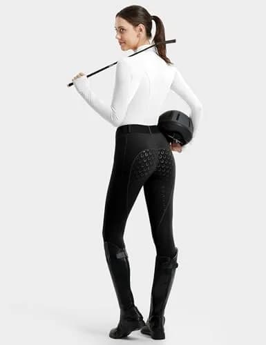 FitsT4 Sports Women's Full Seat Riding Tights Active Silicon Grip Horse Breeches Black XL | Four-Way Stretch & Extra Grip thumbnail 5