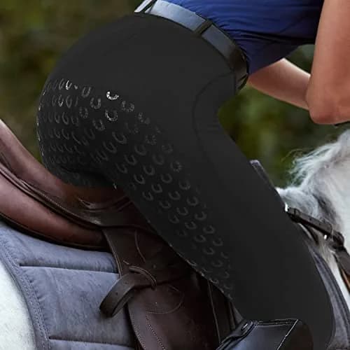 FitsT4 Sports Women's Full Seat Riding Tights Active Silicon Grip Horse Breeches Black XL | Four-Way Stretch & Extra Grip thumbnail 6