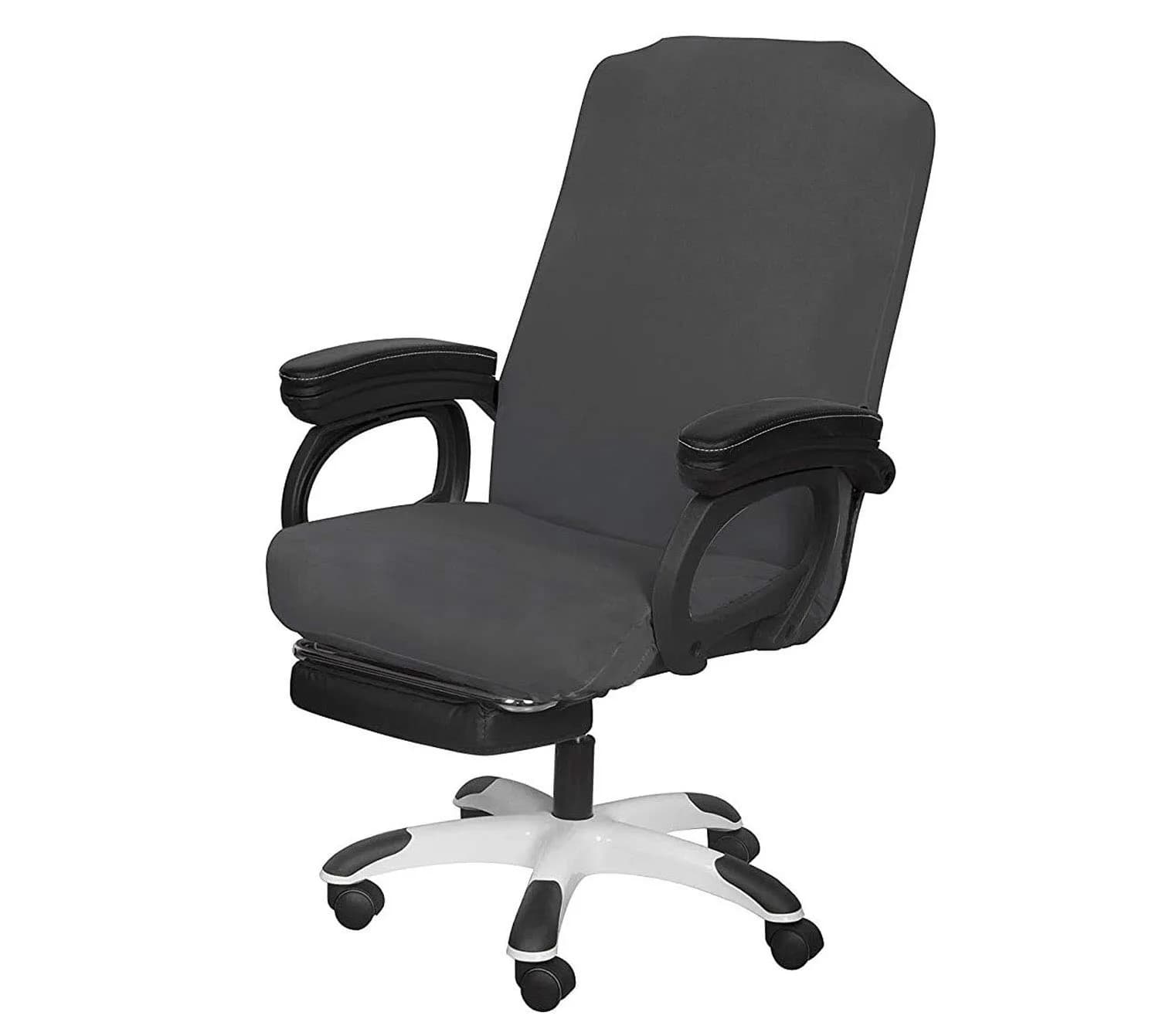 SARAFLORA Large Grey Office Chair Cover - Stretch Fit, Removable, Washable Protector (1 Piece) - main product image