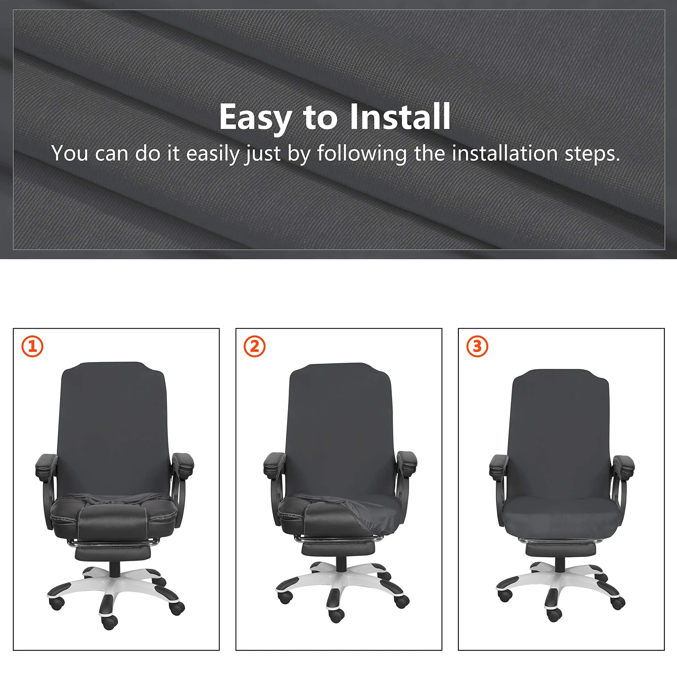SARAFLORA Office Chair Cover- Large, Grey | Removable & Washable Protector for Office & Study thumbnail 6