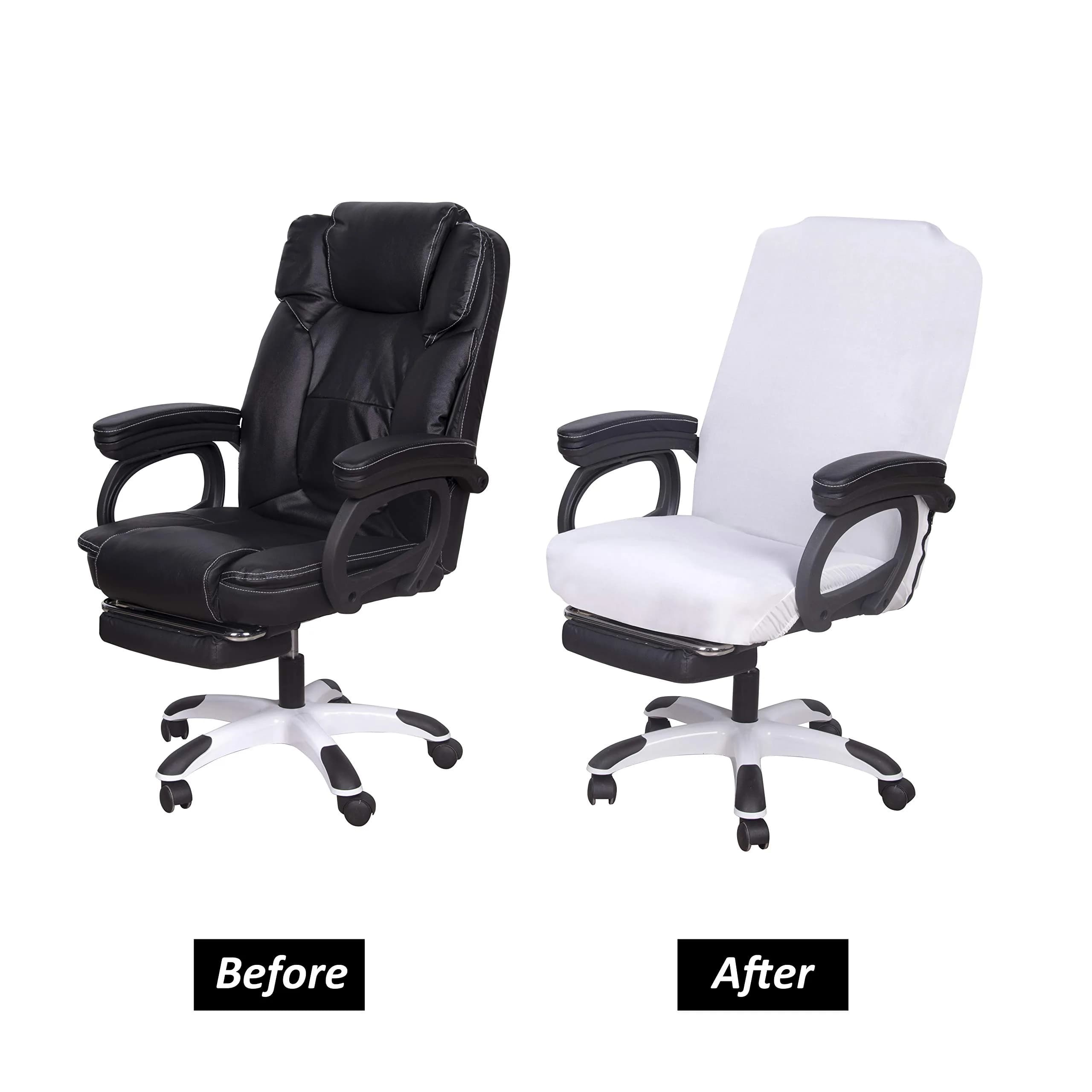 SARAFLORA Large White Office Chair Cover | Stretch Fit, Removable, Washable Protector (1 Piece) - view 4