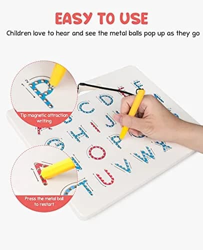 GAMENOTE Magnetic Letter Board Double Sided, ABC Alphabet Tracing Board | 12.5×10 inch, Durable Plastic, Educational Toy for Kids thumbnail 4