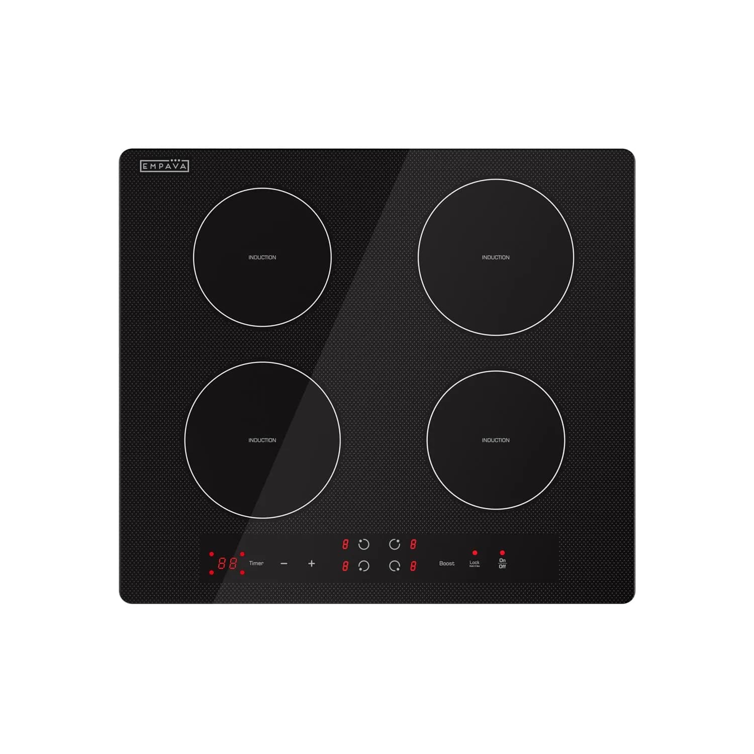 Empava 91.4cm (36 Inch) 5 Zone Induction Cooktop with Dual Bridge-SYNC, Black | 220V Compatible Stainless Steel Cooktop — 24 Inch