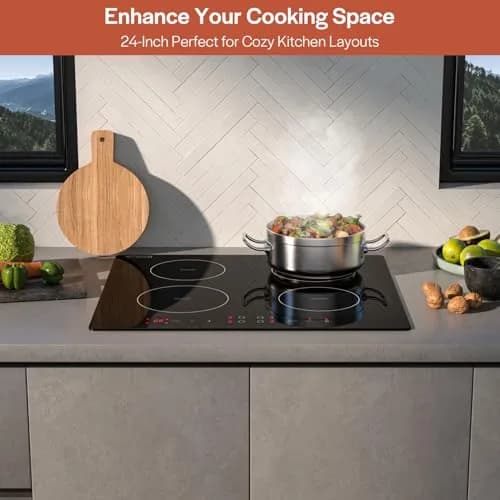 Empava Ease 24" Induction Cooktop 4 Burner, Drop-in, Hardwired | ETL Certified 7400W 220V Compatible thumbnail 5