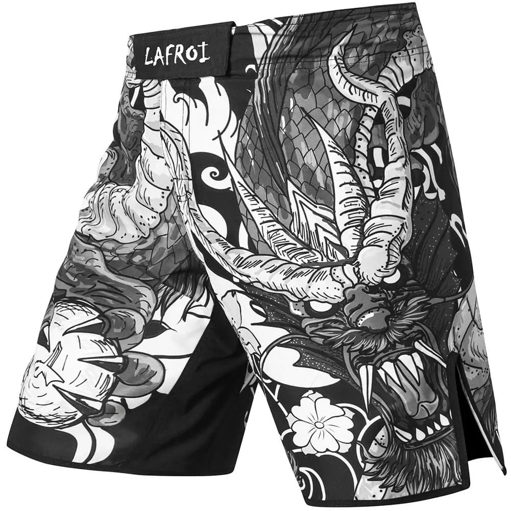 LAFROI Mens MMA Cross Training Boxing Shorts Trunks Fight Wear with Drawstring and Pocket-Dragon, Small | Anti-Tear Microfiber