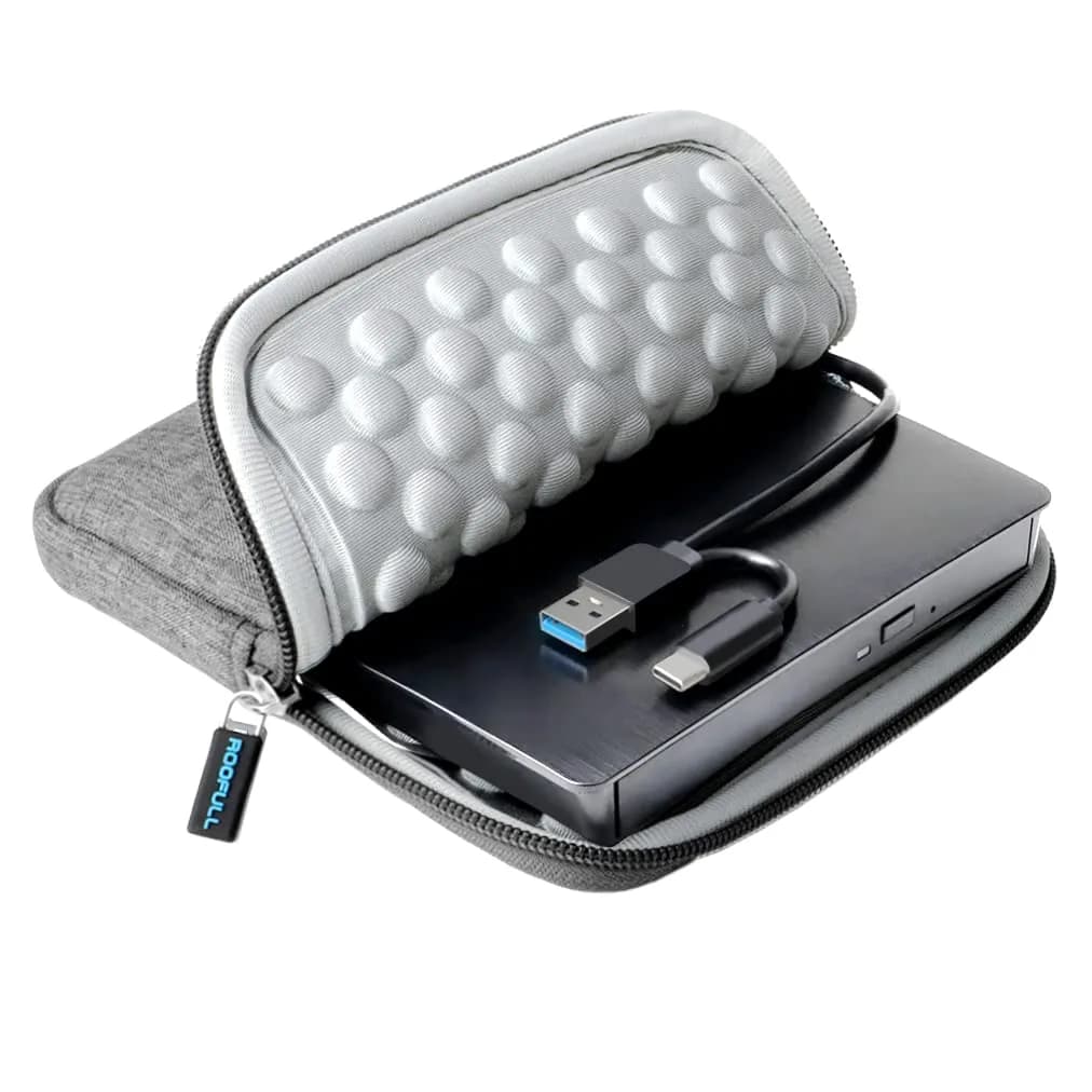 ROOFULL External CD DVD Drive with Carrying Case | USB 3.0 Type-C for Laptop & PC - main product image