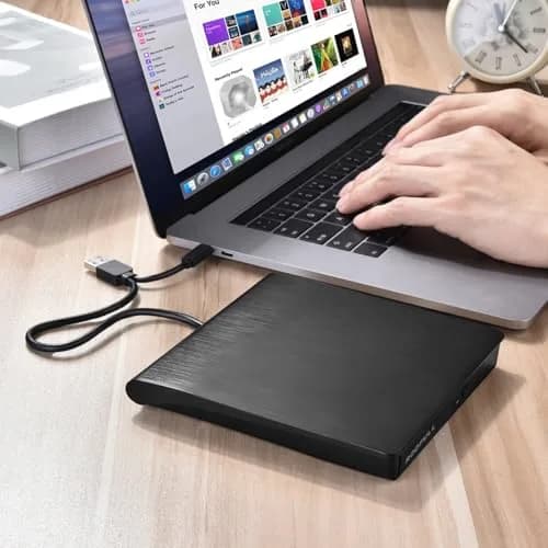 ROOFULL External CD DVD Drive with Carrying Case | USB 3.0 Type-C for Laptop & PC thumbnail 5
