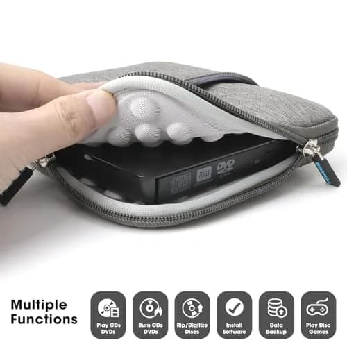 ROOFULL External CD DVD Drive with Carrying Case | USB 3.0 Type-C for Laptop & PC thumbnail 7