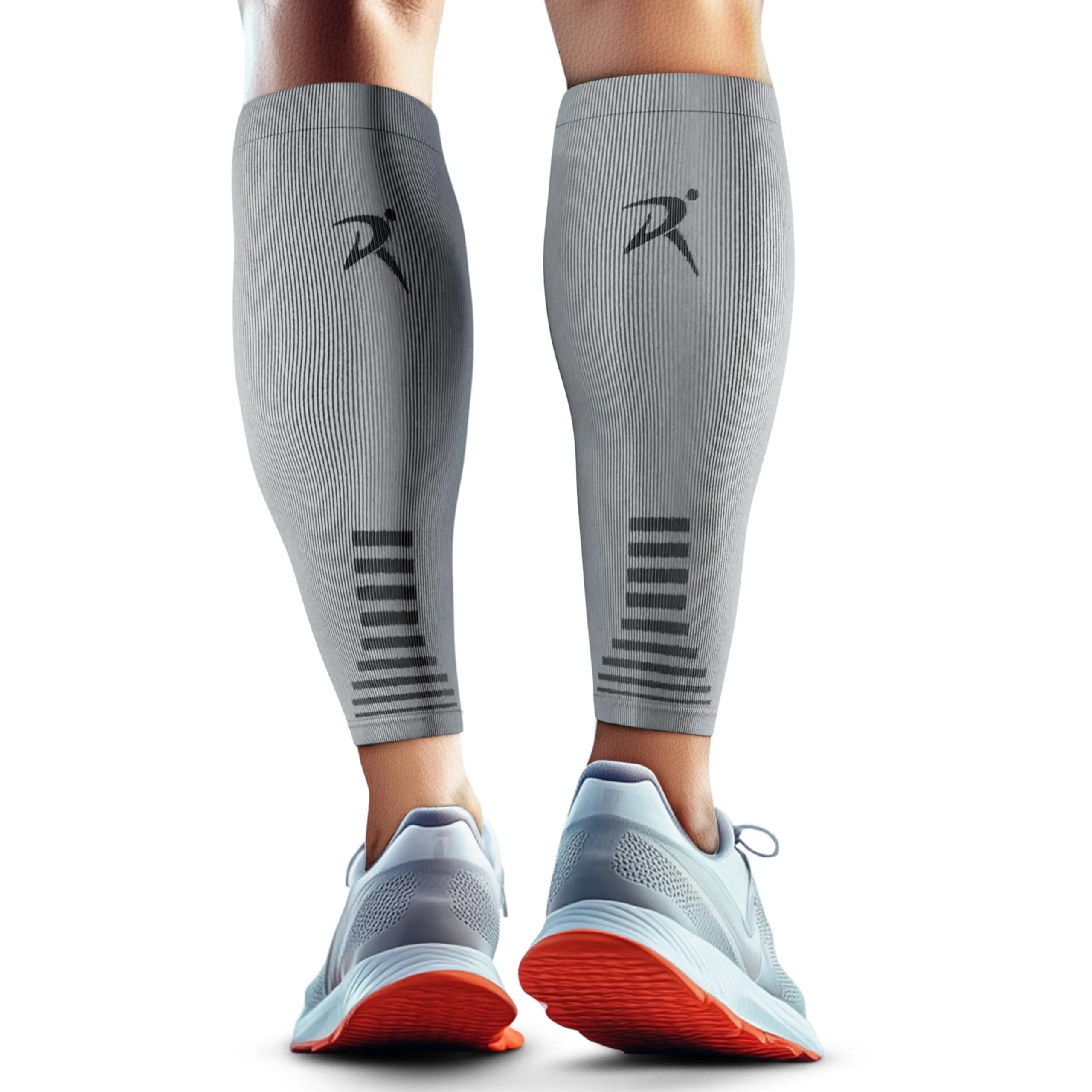 Rymora Calf Compression Sleeves for Men & Women (Pair) (Grey) (Medium) | Graduated Support for Shin Splints & Recovery