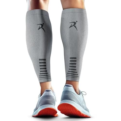 Rymora Calf Compression Sleeves for Men & Women (Pair) (Grey) (Medium) | Graduated Support for Shin Splints & Recovery thumbnail 1