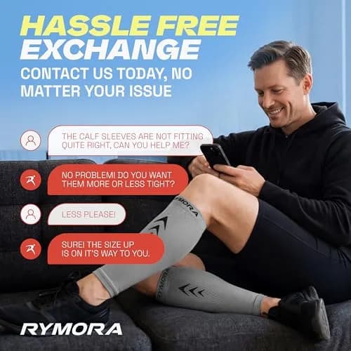 Rymora Calf Compression Sleeves for Men & Women (Pair) (Grey) (Medium) | Graduated Support for Shin Splints & Recovery thumbnail 9