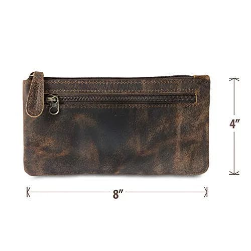 moonster Full-Grain Buffalo Leather Pen Case, 8x4 Inch | Handmade Small Leather Pouch for Pens & Stationery thumbnail 3