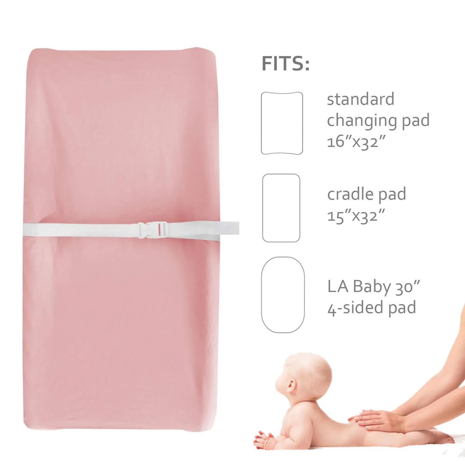 Moonsea Pink Cotton Changing Pad Cover 2 Pack 81cm x 41cm (32" x 16") | Soft Breathable Organic Cotton for Baby Girls - view 6