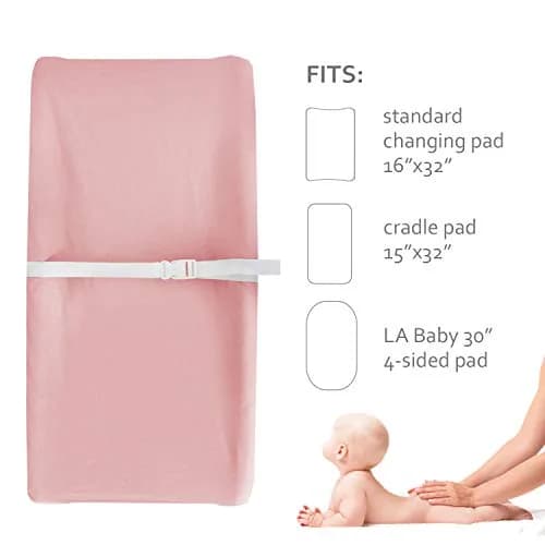 Moonsea Pink Cotton Changing Pad Cover 2 Pack 81cm x 41cm (32" x 16") | Soft Breathable Organic Cotton for Baby Girls thumbnail 6