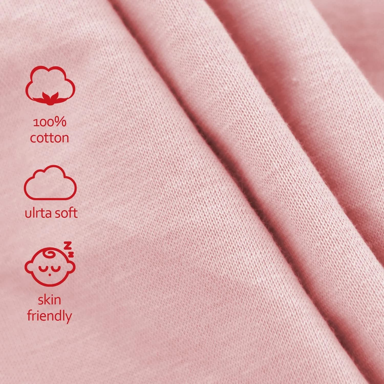 Moonsea Pink Cotton Changing Pad Cover 2 Pack 81cm x 41cm (32" x 16") | Soft Breathable Organic Cotton for Baby Girls - view 2