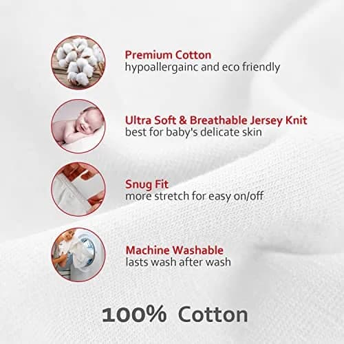 Moonsea Pink Cotton Changing Pad Cover 2 Pack 81cm x 41cm (32" x 16") | Soft Breathable Organic Cotton for Baby Girls thumbnail 3
