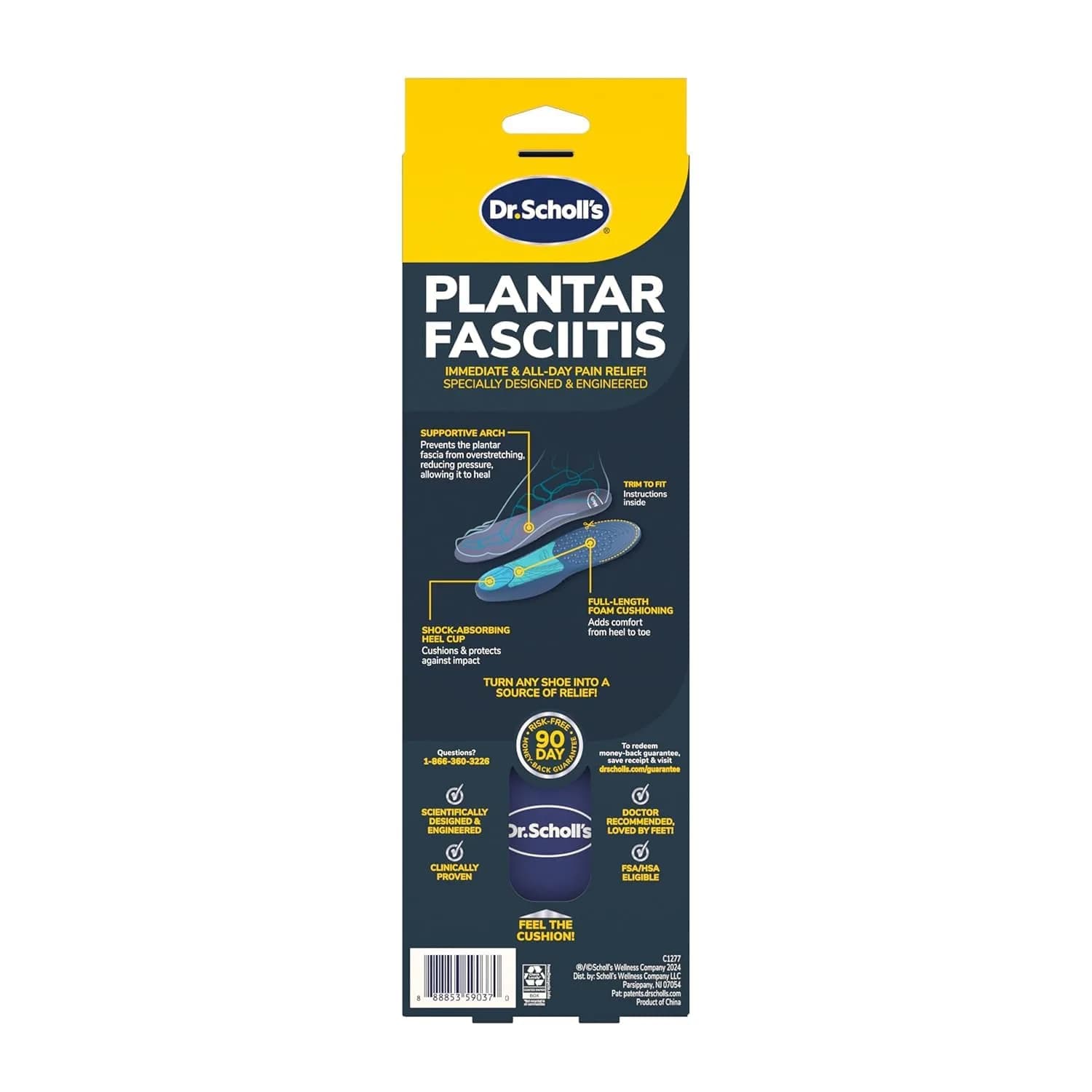 Dr. Scholl's Plantar Fasciitis Orthotics for Men, Full-Length Trim-to-Fit Shoe Insoles with Arch Support & Heel Cushioning, Men's Shoe Sizes 8-13, 1 Pair - view 6