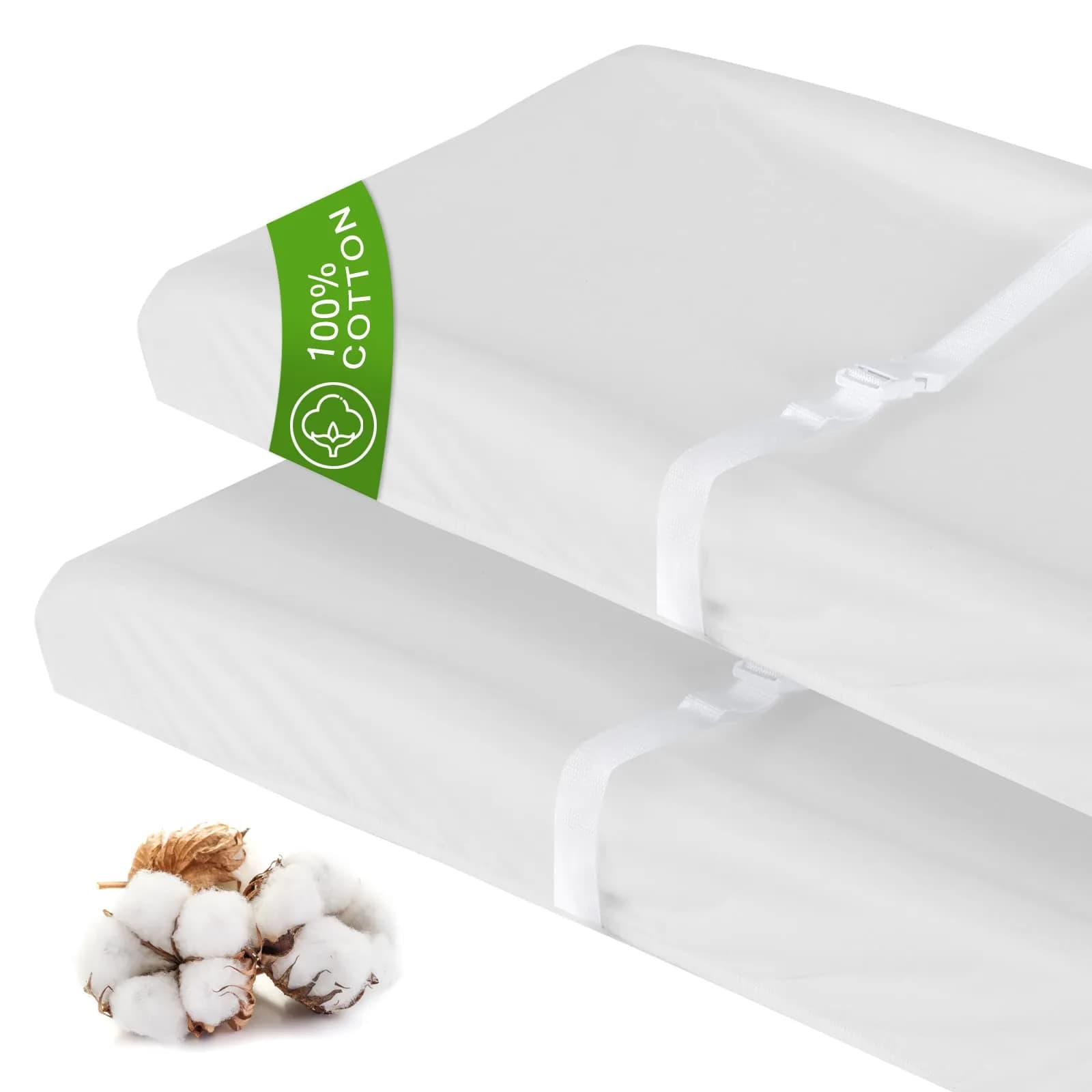 Moonsea Organic Cotton Changing Pad Cover 2 Pack (32" x 16") | Soft, Breathable, Hypoallergenic - main product image