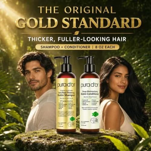 PURA D'OR Original Gold Label Anti-Thinning Biotin Shampoo & Conditioner Set 473ml (16 Fl Oz) | Clinically Tested for Hair Regrowth & Strength thumbnail 2