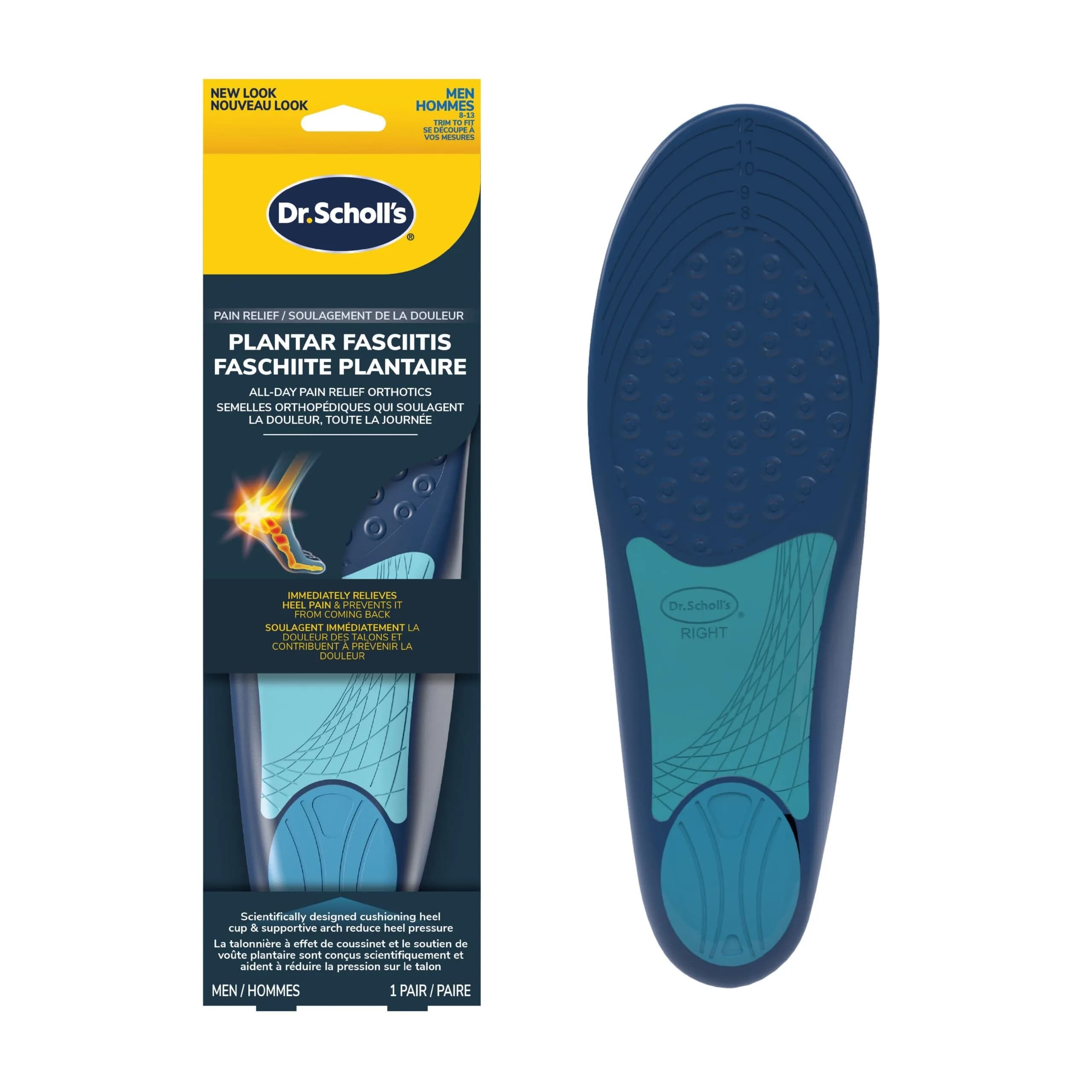 Dr. Scholl's Plantar Fasciitis Relief Orthotic Insoles for Women - Medium Arch Support, Cut to Fit | Relieves Heel Pain & Spurs — Pack of 14
