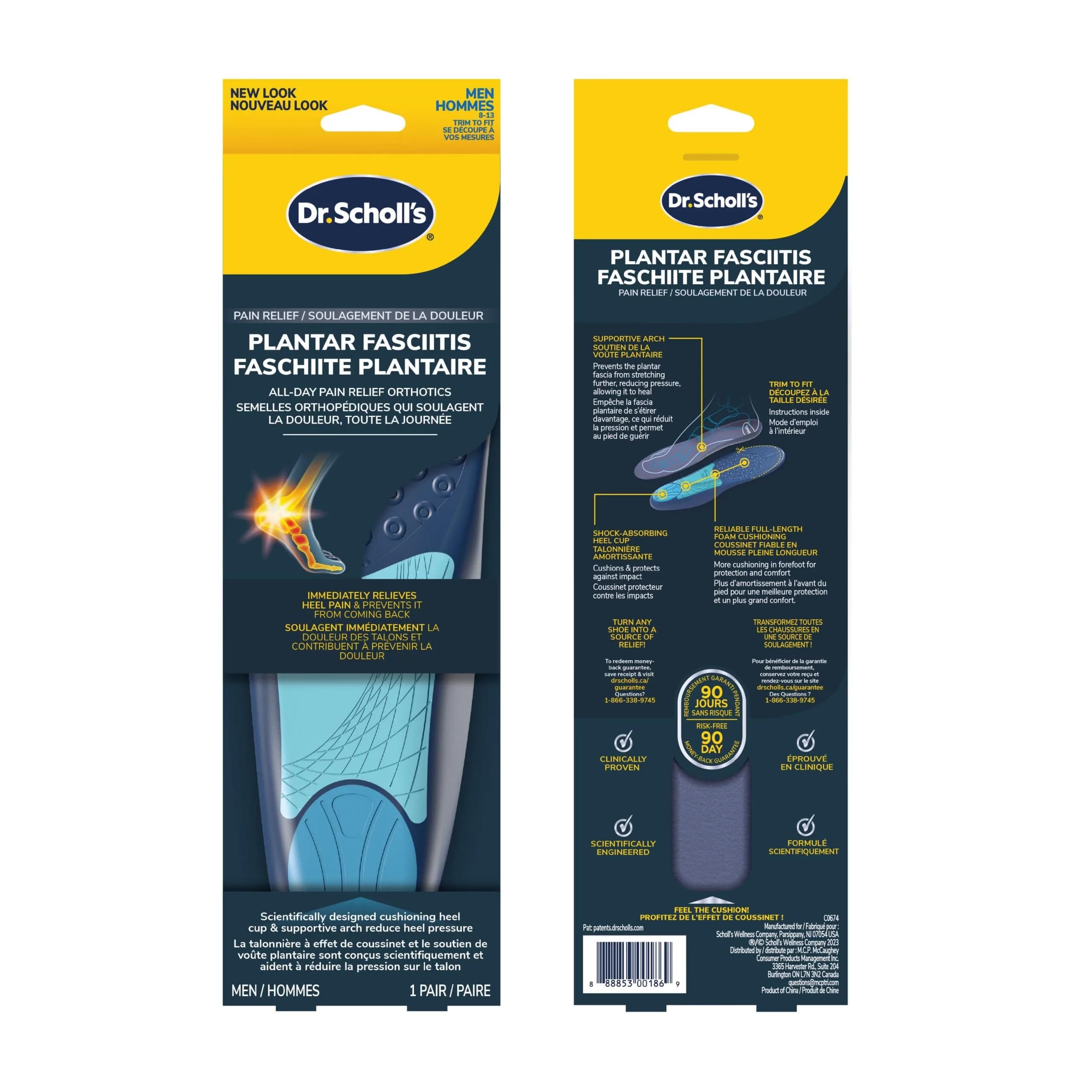 Dr. Scholl's Plantar Fasciitis Orthotics for Men, Full-Length Trim-to-Fit Shoe Insoles with Arch Support & Heel Cushioning, Men's Shoe Sizes 8-13, Pack of 14 | FDA Approved Shoe Inserts - view 6
