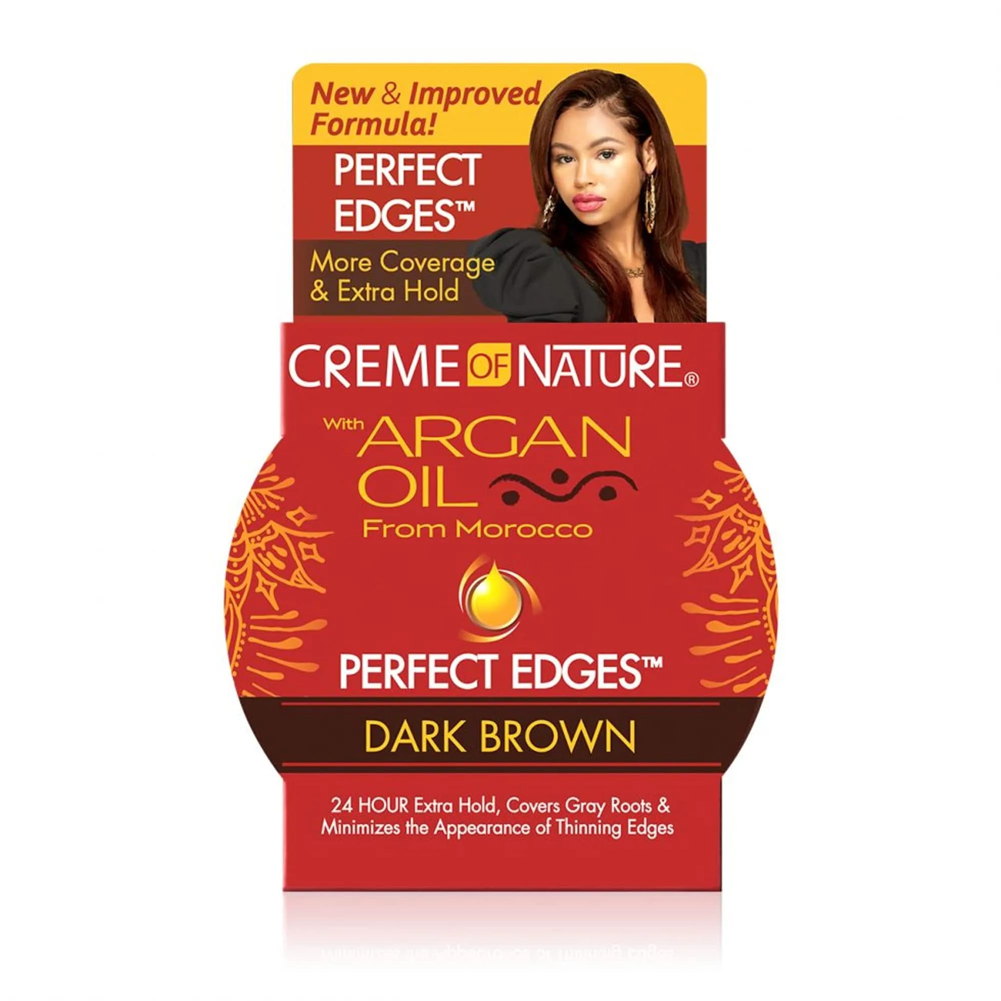 Creme of Nature Argan Oil From Morocco Perfect Edges, Dark Brown, 2.25 oz | 24-Hour Firm Hold & Color Coverage — Gray,Brown