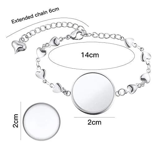 Hicarer 40 Pieces Bracelet Bezel Settings for Jewelry Making | Adjustable, Glass & Stainless Steel | 14cm (5.5 inch) thumbnail 2