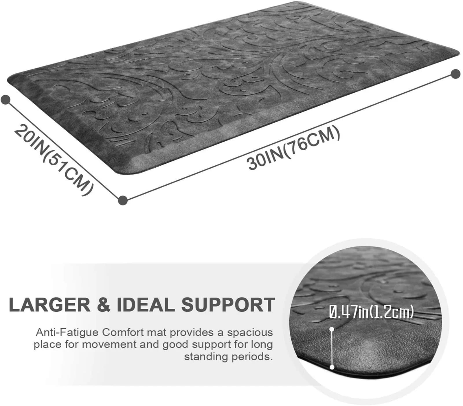 KMAT Anti-Fatigue Kitchen Mat 51cm x 76cm (20" x 30") | Cushioned Comfort for Home & Office - view 2